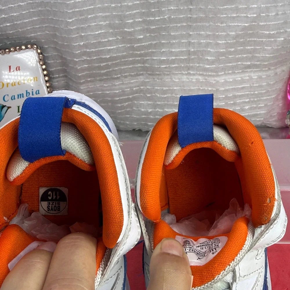 (N1)Jordan Jumpman-Unisex Baby Sneakers (11C,Boy and Girl),White,Blue and Orange - Picture 5 of 14
